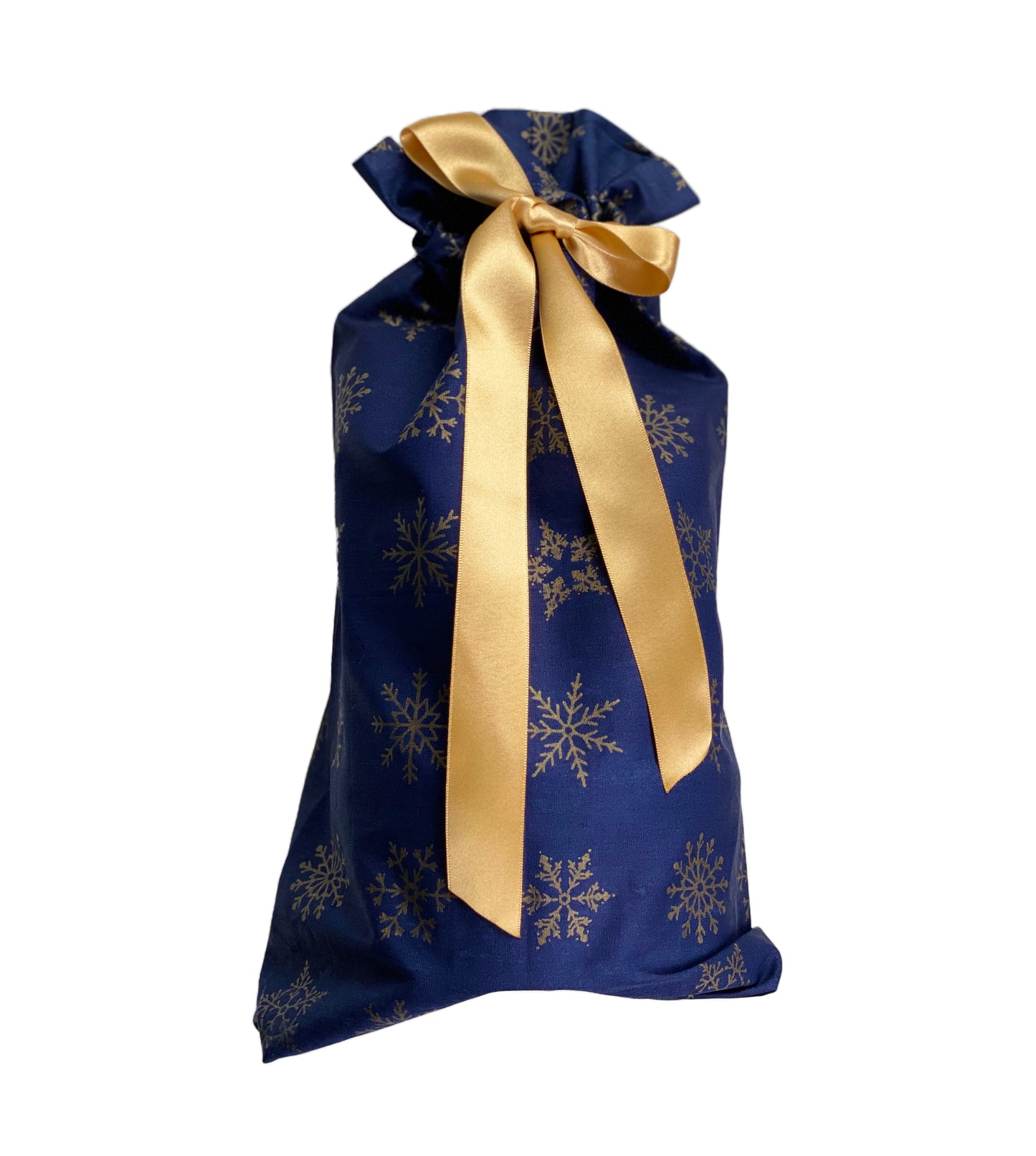 Gift Bag - Midnight Blue with Bronze Snowflakes
