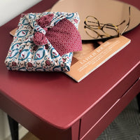 Furoshiki Teal & Cherry double sided