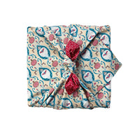 Furoshiki Gift Wrap - 3 Pack (Sizes S, M & L) Double Sided Bundle - Teal & Cherry