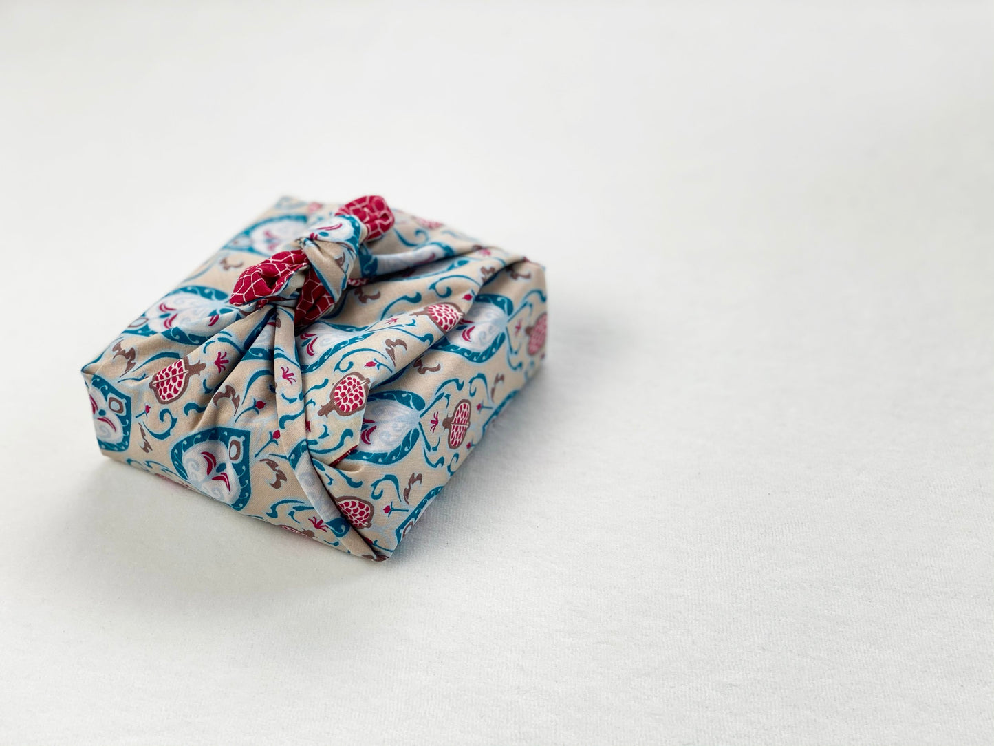 Fabric Gift Wrap Furoshiki Cloth - 6 Piece Teal & Cherry Bundle
