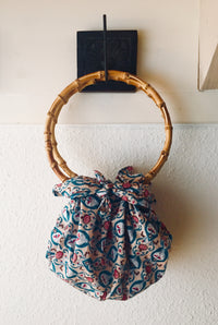 Furoshiki Tasche „Teal“ mit Bambusringen