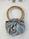 Furoshiki Tasche “Teal & Cherry” mit Bambusringen