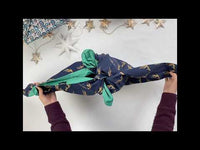 Furoshiki Gift Wrap - 3 Pack (Sizes S, M & L) Double Sided Bundle - Jade & Midnight Reindeers