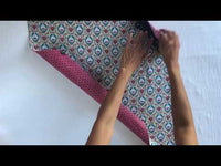 Furoshiki Teal & Cherry double sided